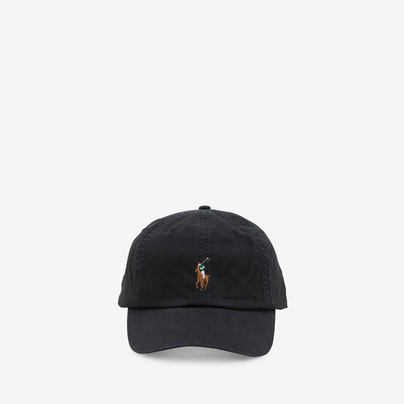 Stretch-Cotton Twill Ball Cap Polo Black Headwear