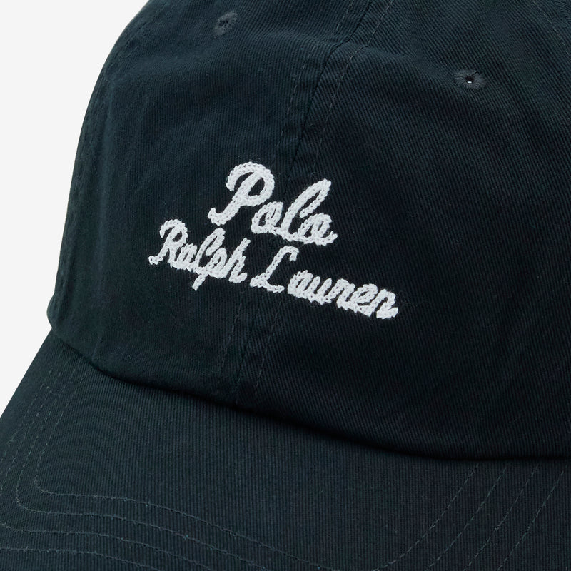 Embroidered Twill Ball Cap Polo Black Headwear