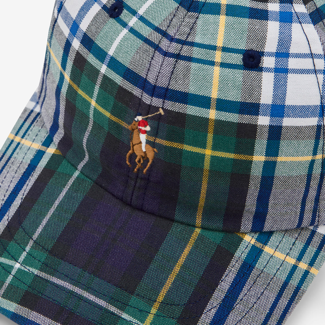 Plaid Oxford Ball Cap White | Green Headwear