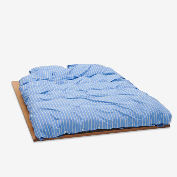 Percale Duvet Cover Island Blue Stripes Lifestyle
