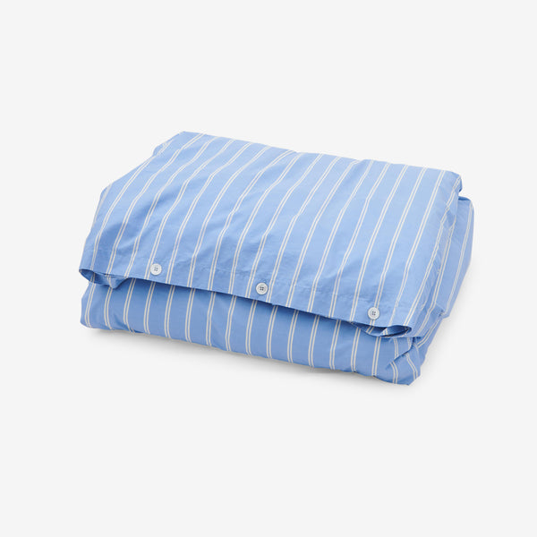 Percale Duvet Cover Island Blue Stripes Lifestyle