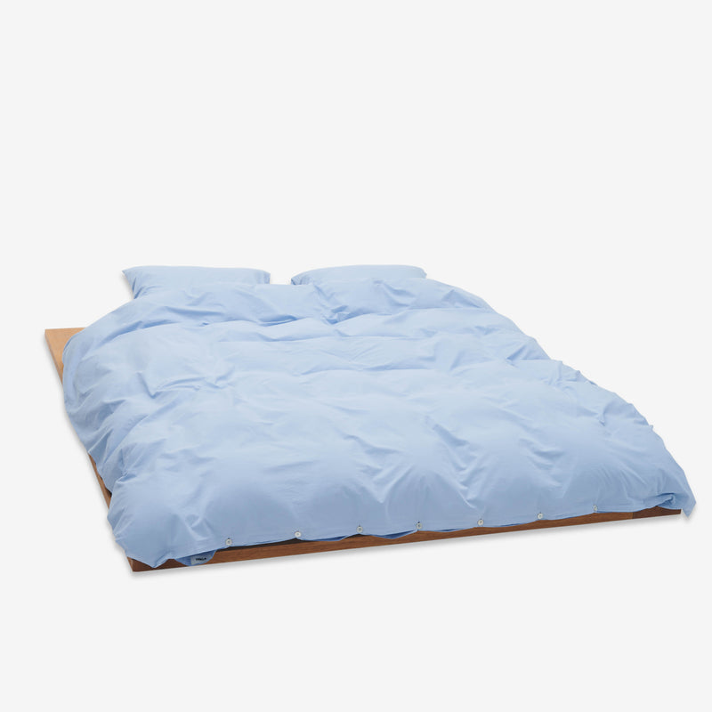 Percale Flat Sheet Morning Blue Lifestyle
