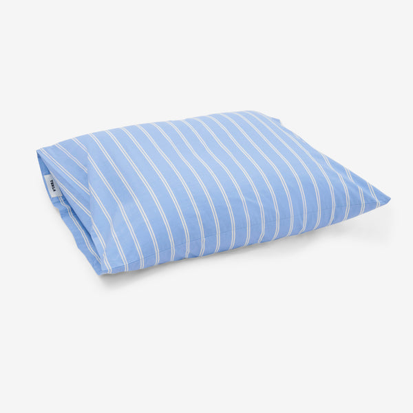 Percale Pillow Sham Island Blue Stripes Lifestyle
