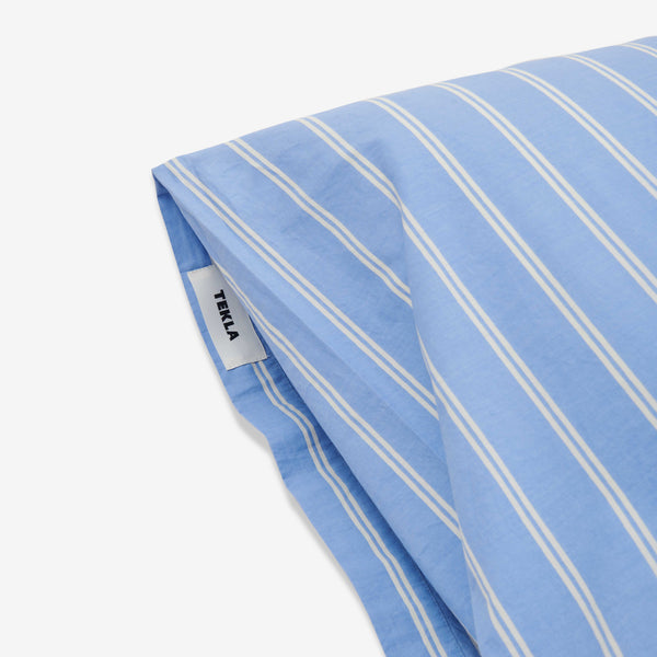 Percale Pillow Sham Island Blue Stripes Lifestyle