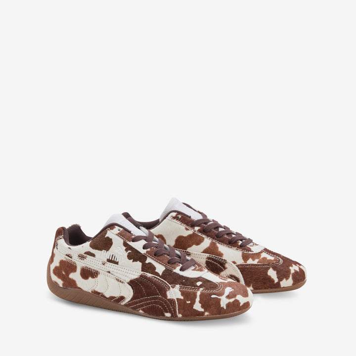 Women's Speedcat Cow Chocolate Brown | Gum Front