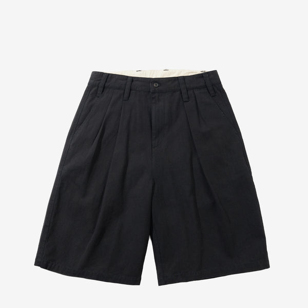 Pleated Shorts Washed Black Shorts