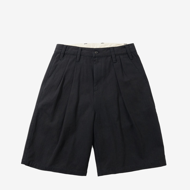 Pleated Shorts Washed Black Shorts