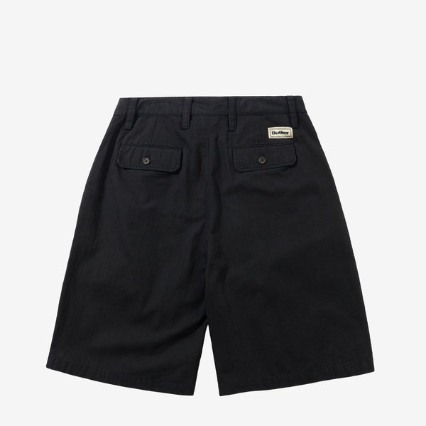 Pleated Shorts Washed Black Shorts