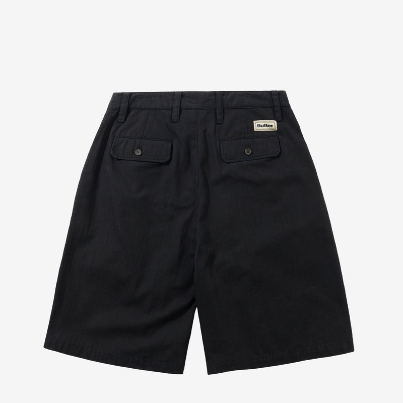 Pleated Shorts Washed Black Shorts