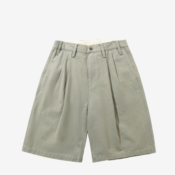 Pleated Shorts Washed Fatigue Shorts
