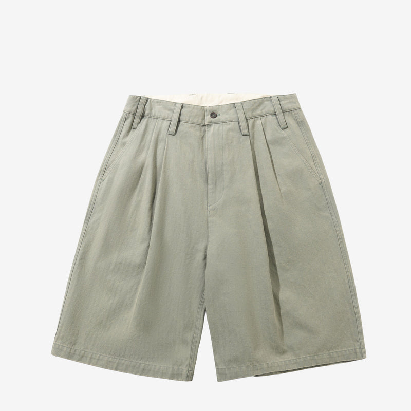 Pleated Shorts Washed Fatigue Shorts