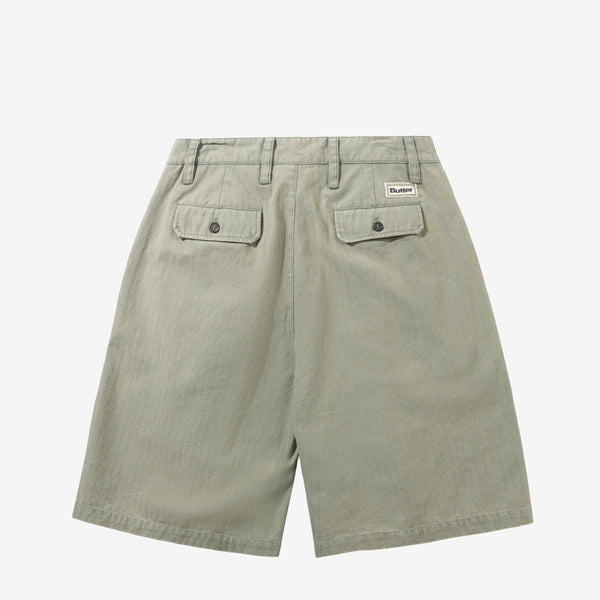 Pleated Shorts Washed Fatigue Shorts