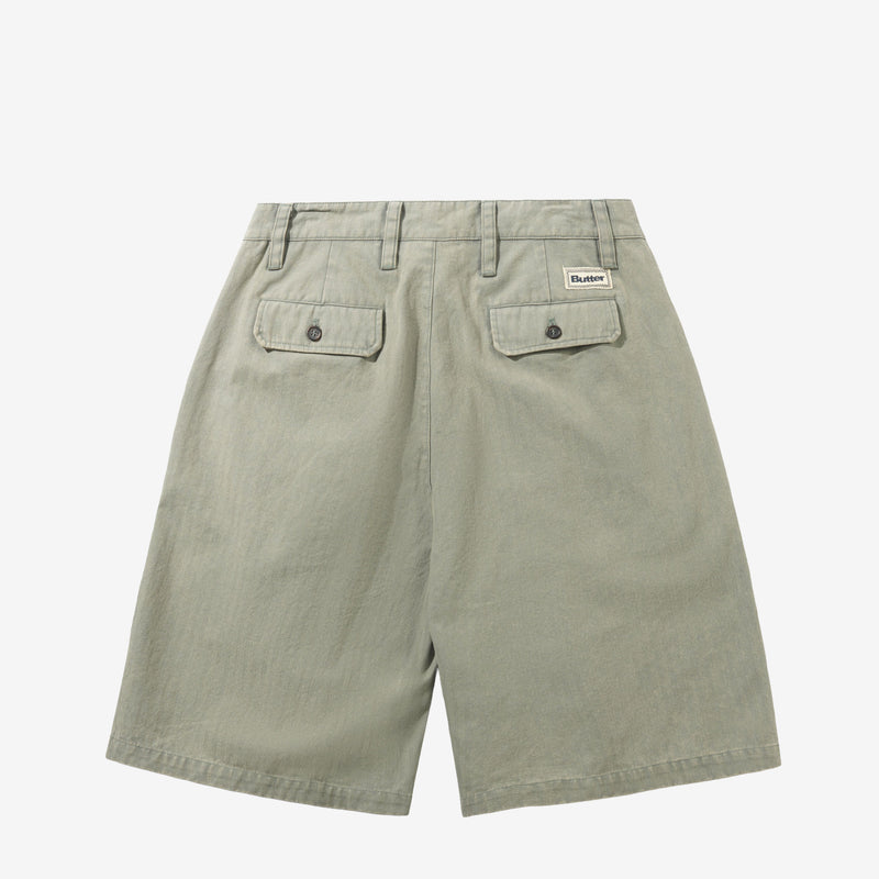 Pleated Shorts Washed Fatigue Shorts