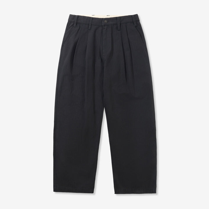 Pleated Trousers Washed Black Front