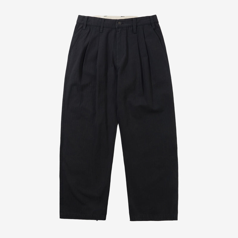 Pleated Trousers Washed Black Pants