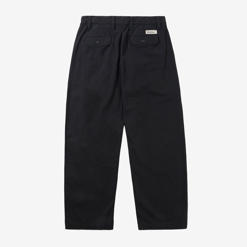 Pleated Trousers Washed Black Pants