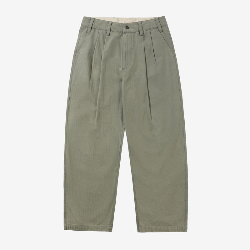 Pleated Trousers Washed Fatigue Pants