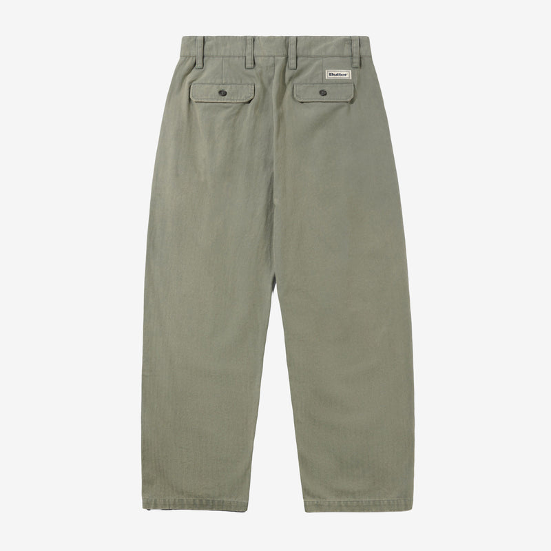 Pleated Trousers Washed Fatigue Pants