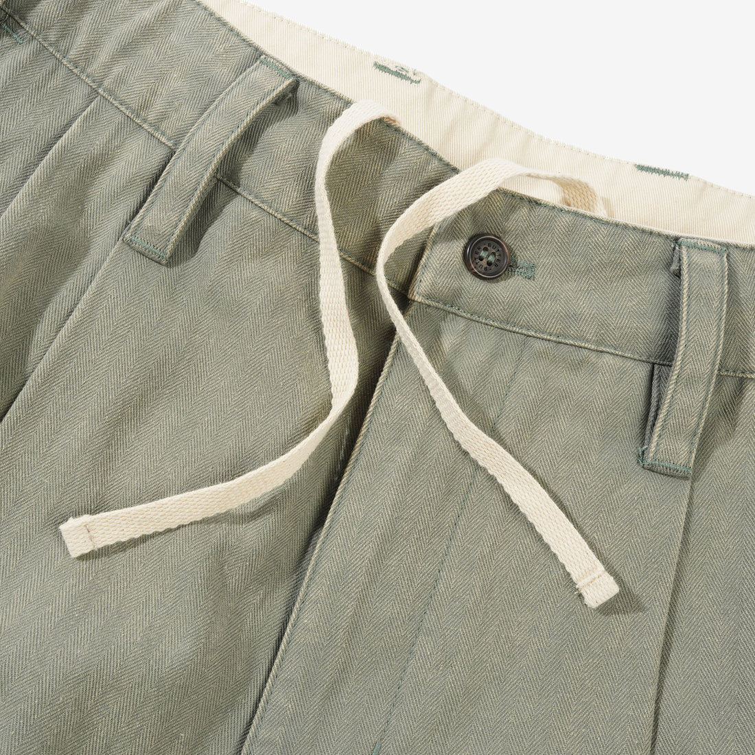 Pleated Trousers Washed Fatigue Pants