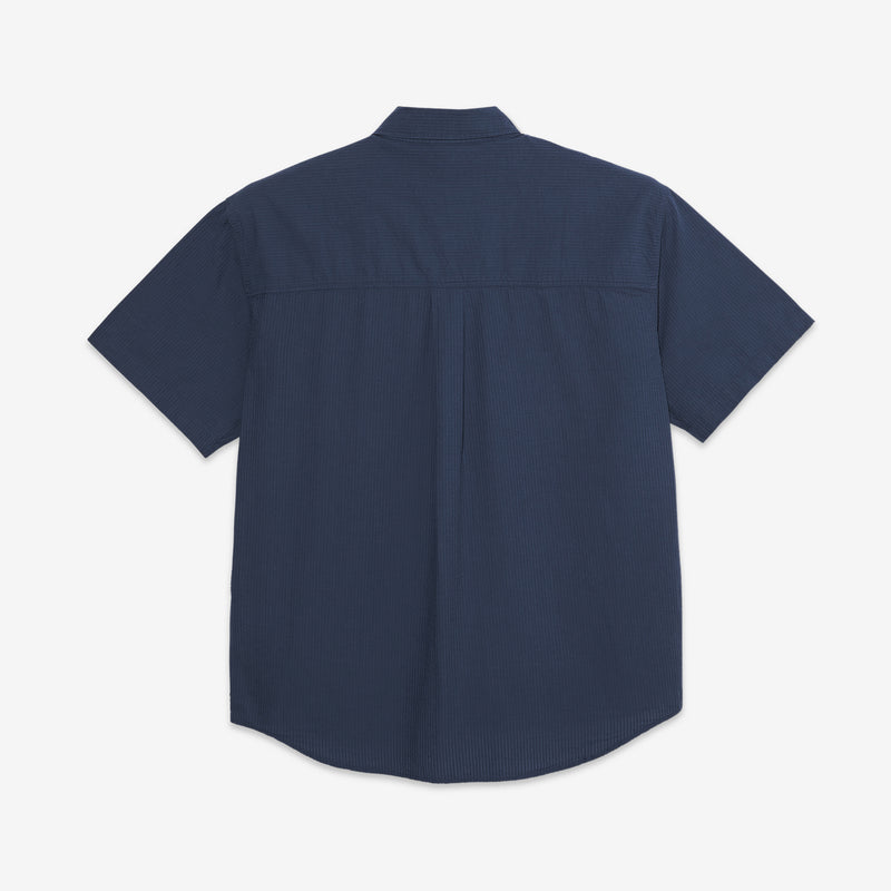 Mitchell Shirt Seersucker Grey Blue