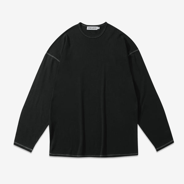 Heavy Rib Knit Longsleeve T-Shirt Charcoal