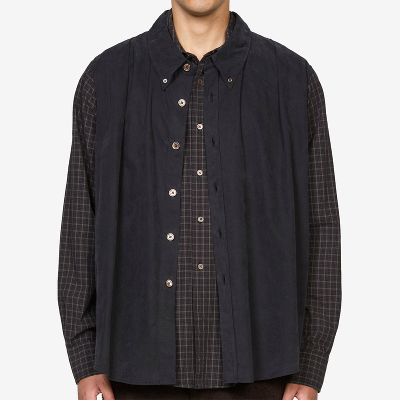 Double Borrowed Shirt Black Faux Lumberjack Check Shirts