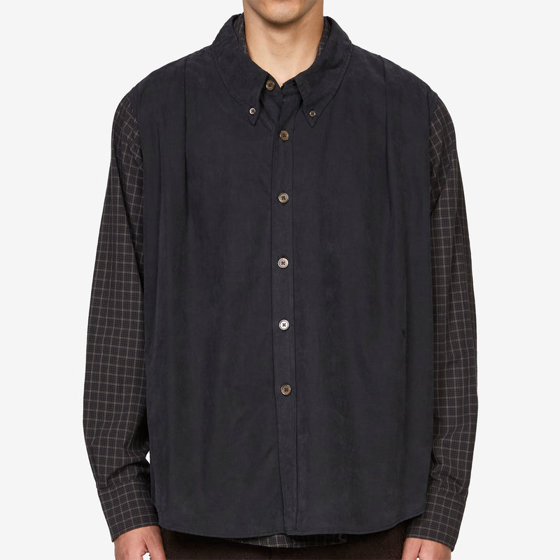 Double Borrowed Shirt Black Faux Lumberjack Check Shirts