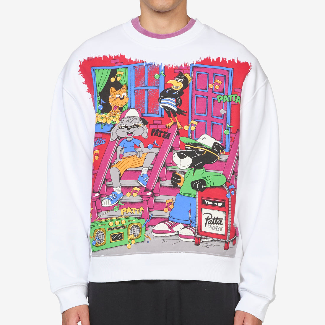Block Party Crewneck Sweater Light Grey Melange Jumpers