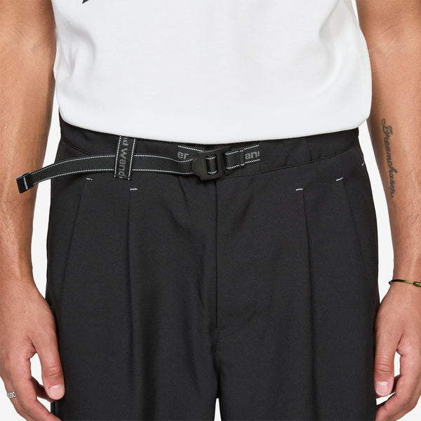 PE Melange Twill Wide Pants Black Pants