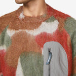 Mix Color Shaggy Knit Sweater Brown Mix