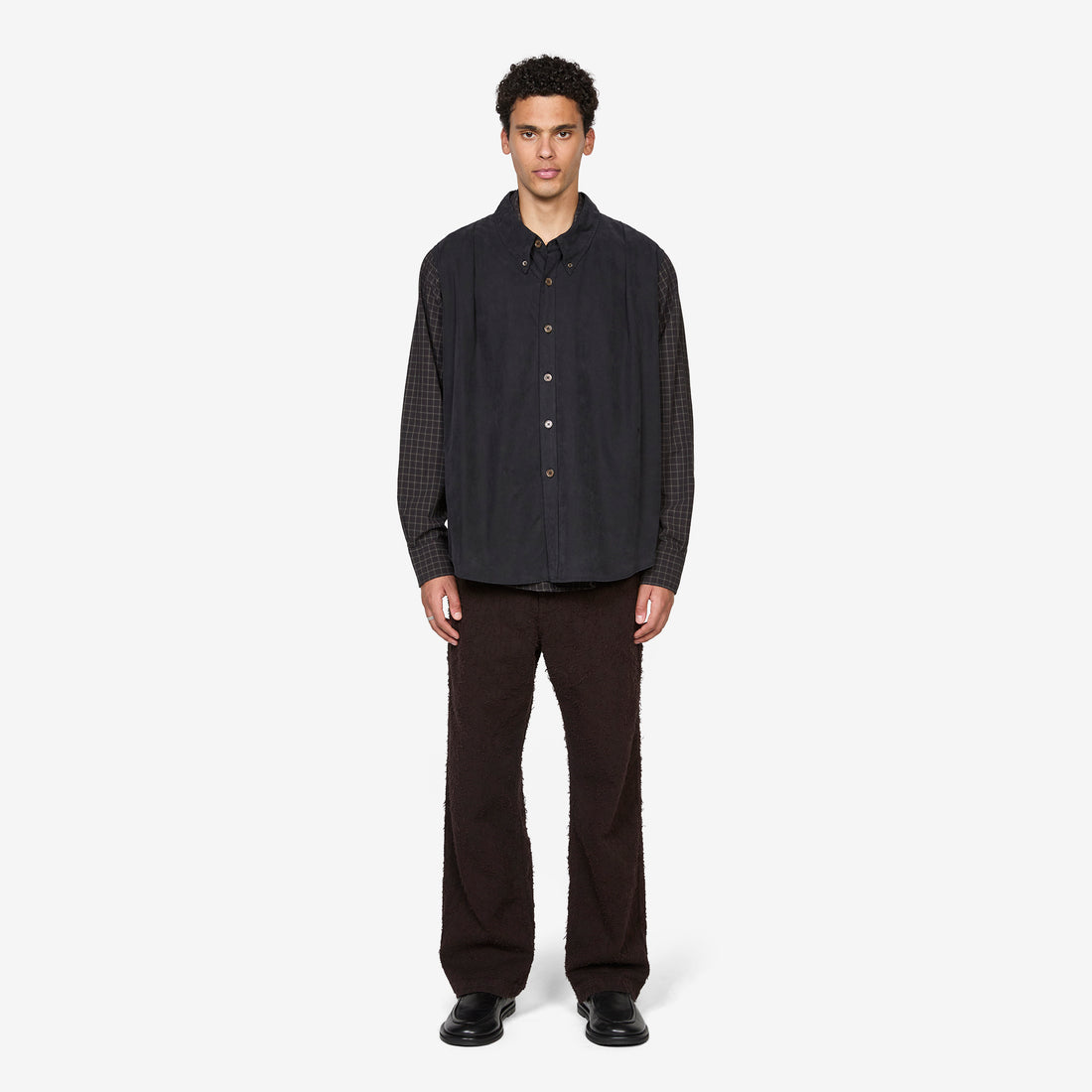 Double Borrowed Shirt Black Faux Lumberjack Check Shirts