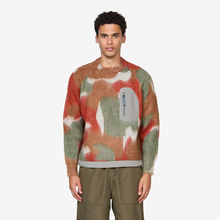 Mix Color Shaggy Knit Sweater Brown Mix Front