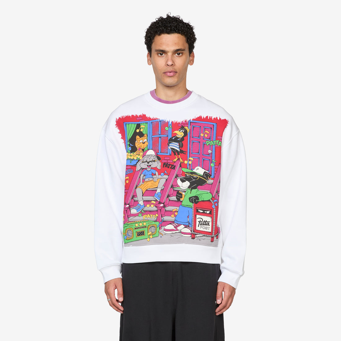 Block Party Crewneck Sweater Light Grey Melange Jumpers