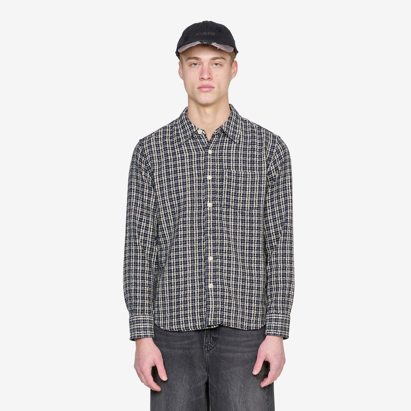 Reverse Tweed Snow Check Shirt Blue Shirts