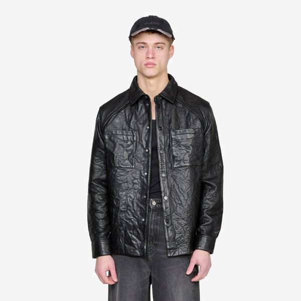 Crunch Leather Overshirt Black Shirts