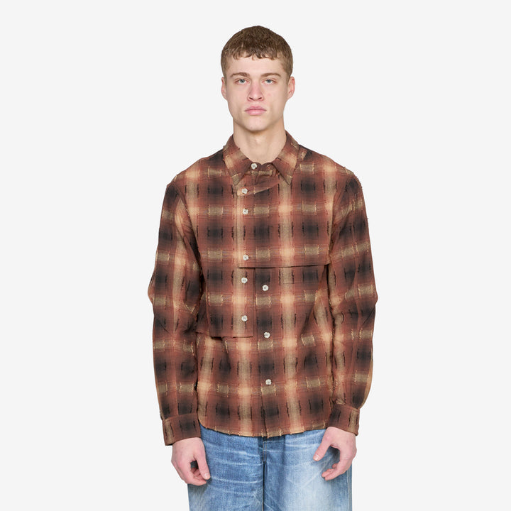 Check Layered Shirt Brown Front