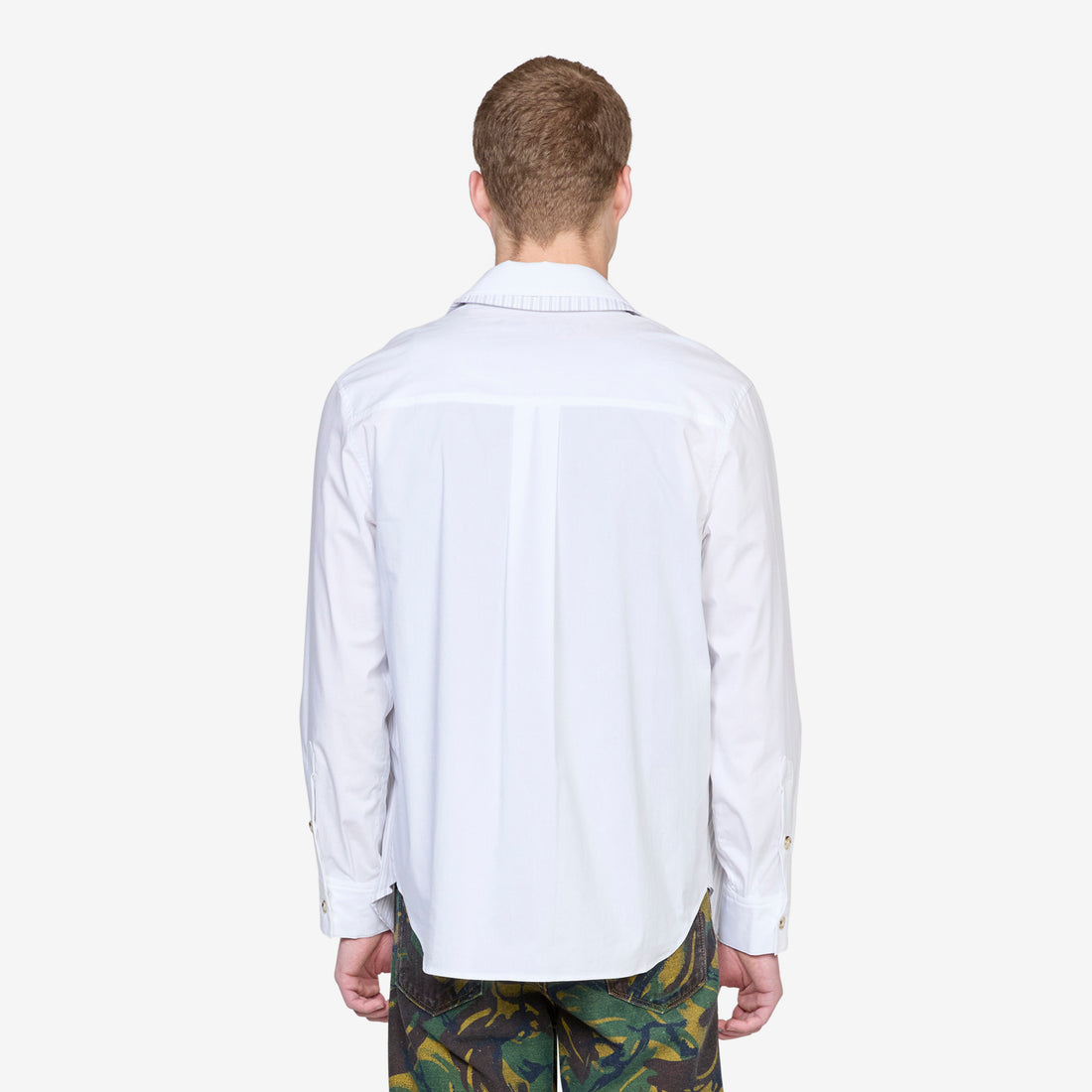 Open Collar Layered Shirt White Shirts