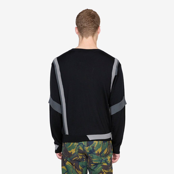 Layered Crewneck Sweater Black