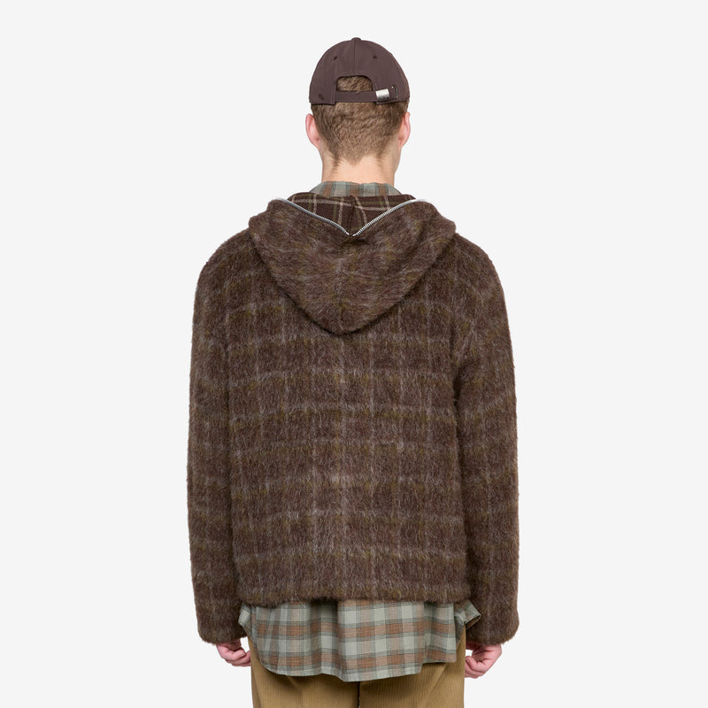 Full Zip Hood Dorf Check Hairy Wool Jackets