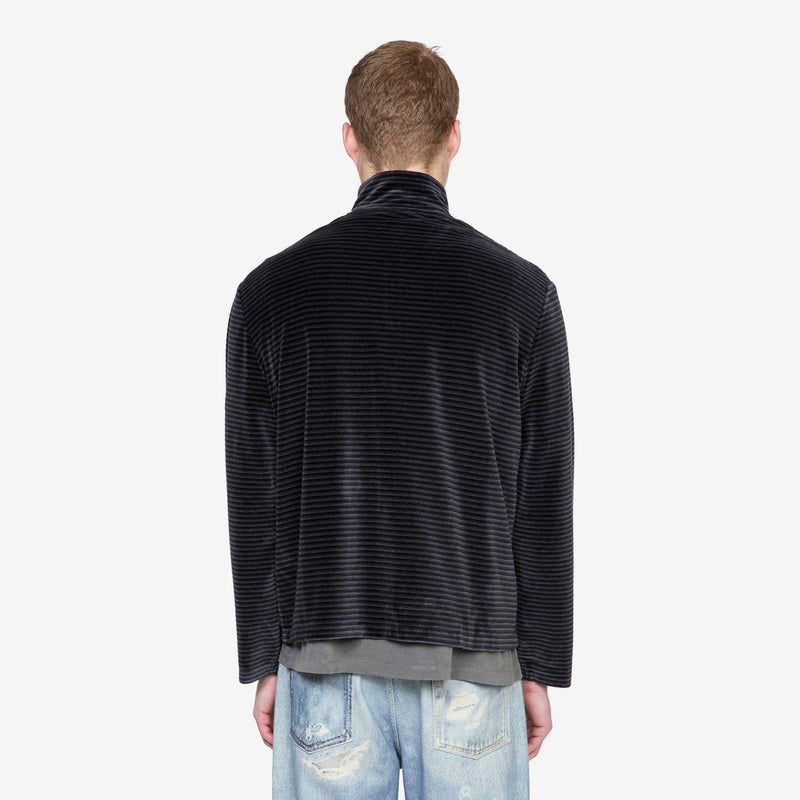 Shrunken Full Zip Polo Phantom Stripe Velour Jumpers