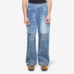 Custom-Like Printed Denim Pants Blue