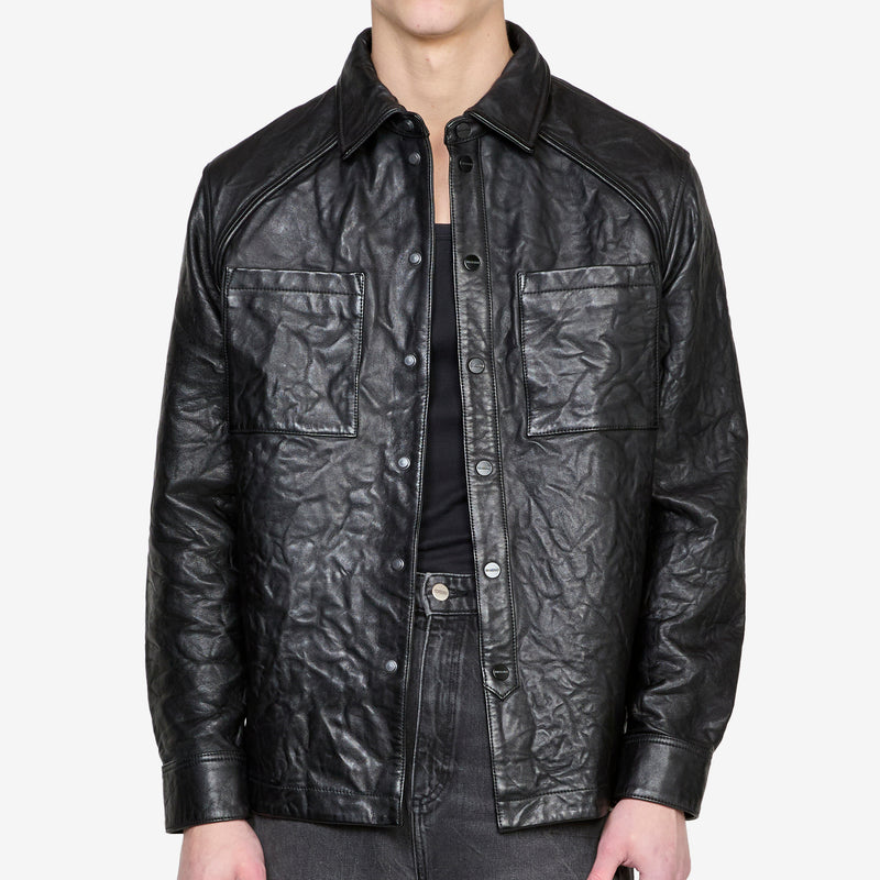 Crunch Leather Overshirt Black Shirts