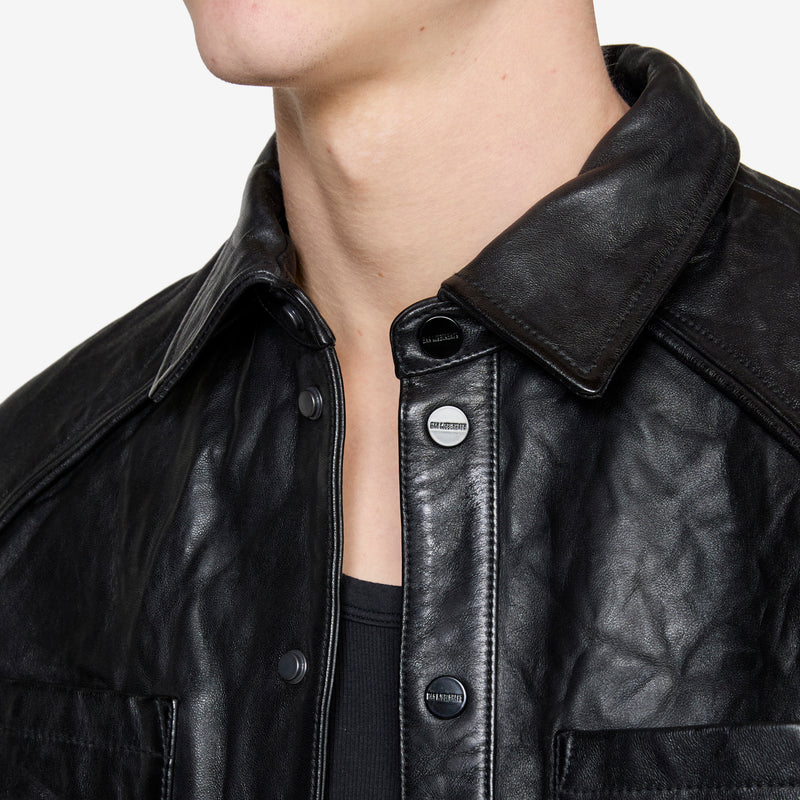 Crunch Leather Overshirt Black Shirts