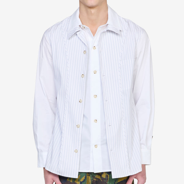 Open Collar Layered Shirt White Shirts