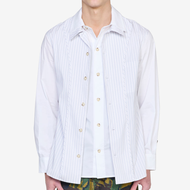 Open Collar Layered Shirt White Shirts