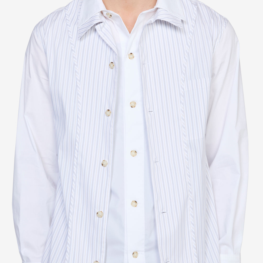 Open Collar Layered Shirt White Shirts