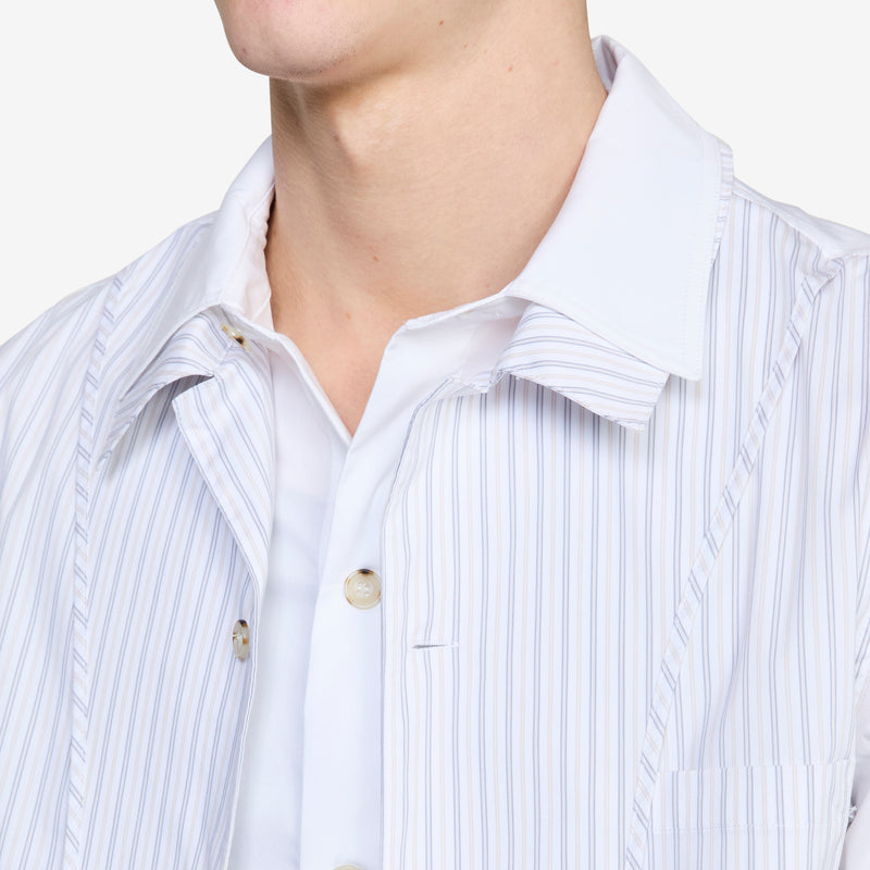 Open Collar Layered Shirt White Shirts