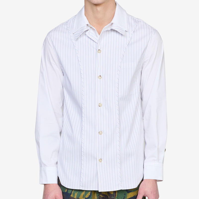 Open Collar Layered Shirt White Shirts