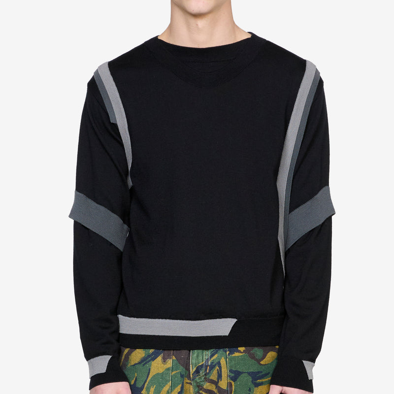 Layered Crewneck Sweater Black Jumpers
