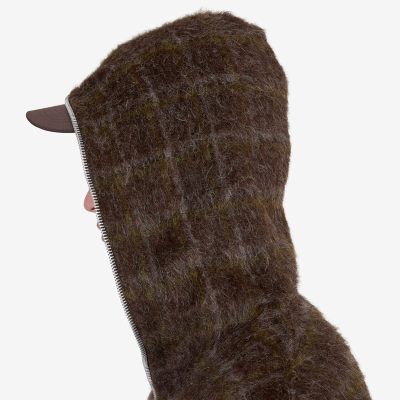 Full Zip Hood Dorf Check Hairy Wool Jackets